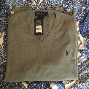 NWT Polo Ralph Lauren supima Cotton v-neck sweater